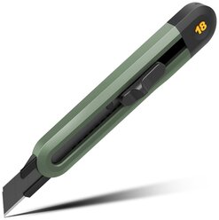 Технический нож "Home Series Green" Deli HT4018L (сегментированное черное лезвие 18мм, эксклюзивный дизайн, корпус из софттач пластика)