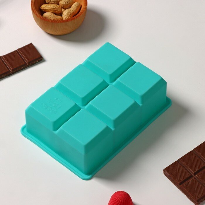 Доляна Форма для льда Доляна «Кубик», силикон, 16,5×11,5×5 см, 6 ячеек (5×5 см), цвет бирюзовый