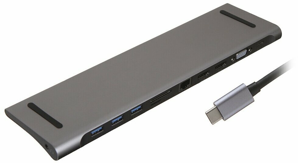 Хаб Baseus Enjoyment Series Type-C Notebook PD / HD4Kx2 / VGA / RJ45 / SD/TF / USBx3 Dark Gray CATSX-G0G