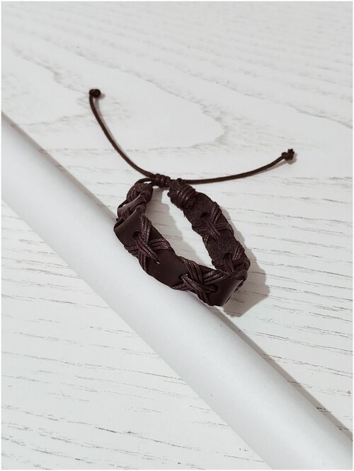 Плетеный браслет, размер one size, коричневый