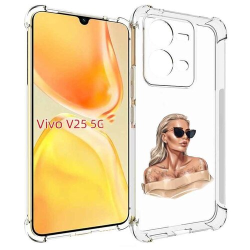Чехол MyPads блондинка-в-очках женский для Vivo V25 5G / V25e задняя-панель-накладка-бампер