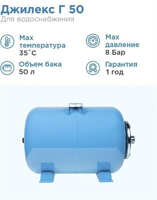 Гидроаккумулятор Джилекс Г 50 ХИТ 50л 8бар синий (7108)