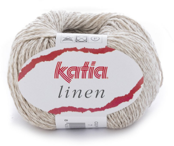 Пряжа Linen Katia, 50гр/112м 53% Хлопок ,47% Лен, цвет 07 бежевый-экрю, 1 моток