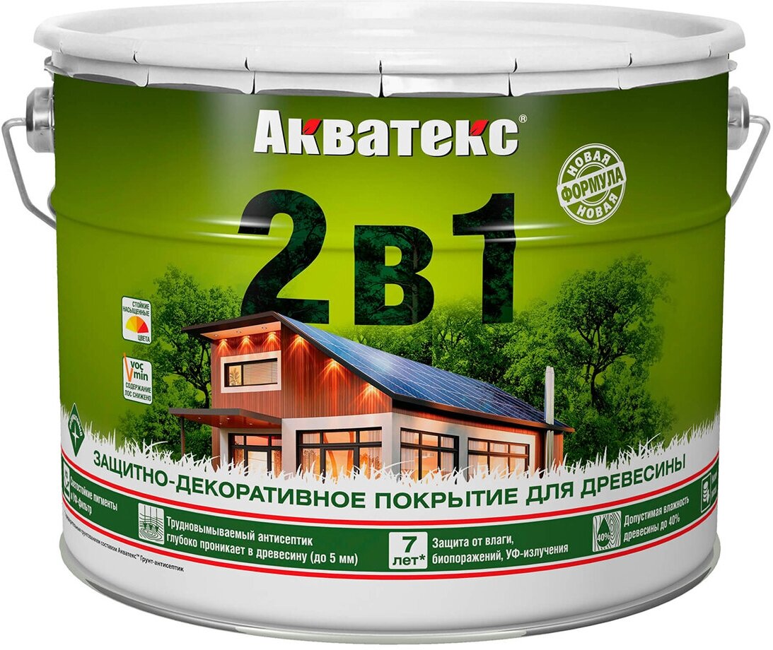 Защитно-декоративное покрытие для дерева Акватекс 2 в 1, полуматовое, 9 л, палисандр