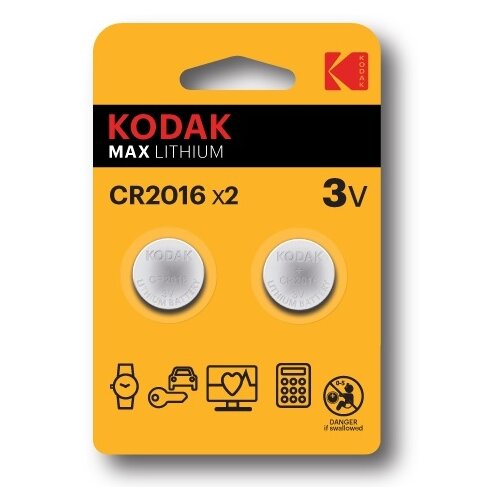 Литиевая батарейка Kodak CR20162BL Б0037002 16088995 батарейки kodak батарейка литиевая kodak cr2016 2bl 3в блистер 2 шт