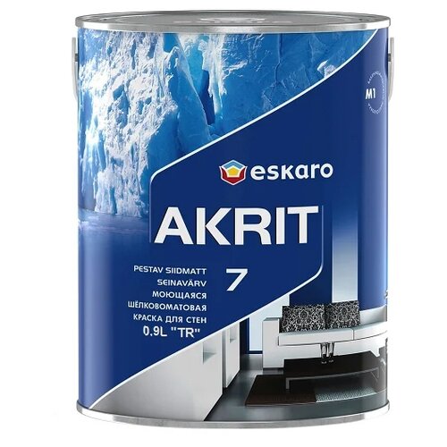 Краска акриловая Eskaro Akrit 7 полуматовая бесцветный 0.9 л краска акриловая eskaro veranda полуматовая бесцветный 9 л