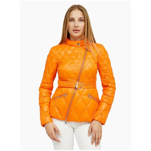 фото  куртка patrizia pepe демисезонная, силуэт прилегающий, без капюшона, карманы, размер 40, оранжевый