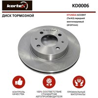 Тормозной диск Kortex для Hyundai Accent (ТагАЗ) перед. вент.(d-241mm) OEM 5171225010, 5171225011, 5171225060, 5171225061, 92128500, DF4496, DF7150,