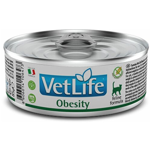 farmina vet life feline obesity диета для кошек сухой 400 г Влажный корм Farmina Vet Life Obesity для кошек, для снижения веса, 85 г