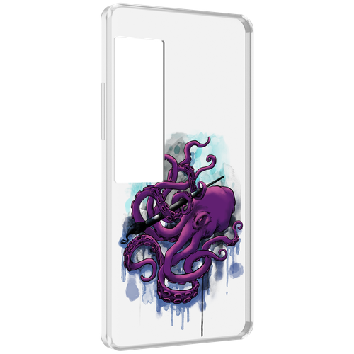 Чехол MyPads фиолетовый осьминог для Meizu Pro 7 Plus задняя-панель-накладка-бампер
