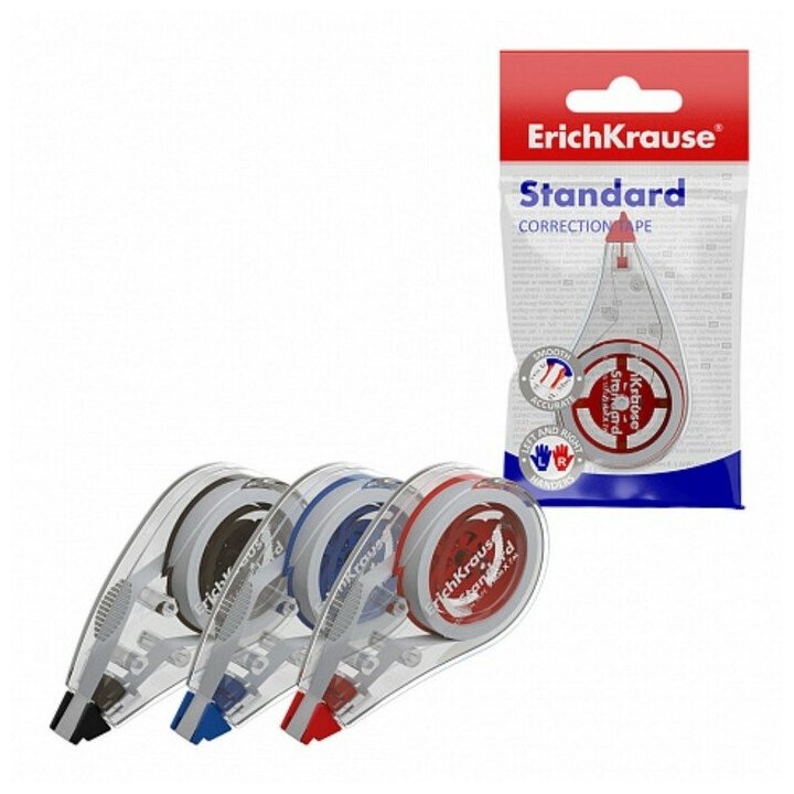 Корректирующая лента ErichKrause Standard, 5 мм х 7 м, в пакете, микс