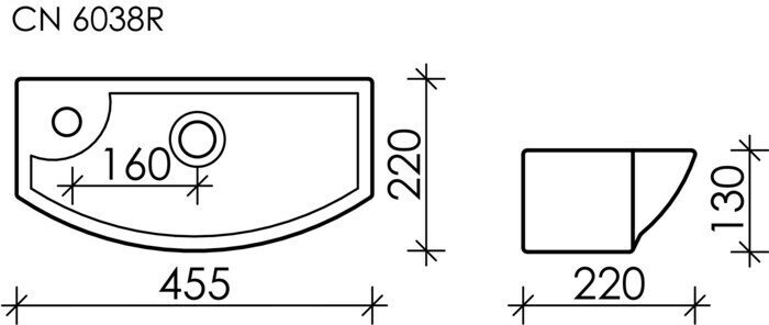 Раковина Ceramica Nova Element 46х22 правая (CN6038R) - фотография № 2