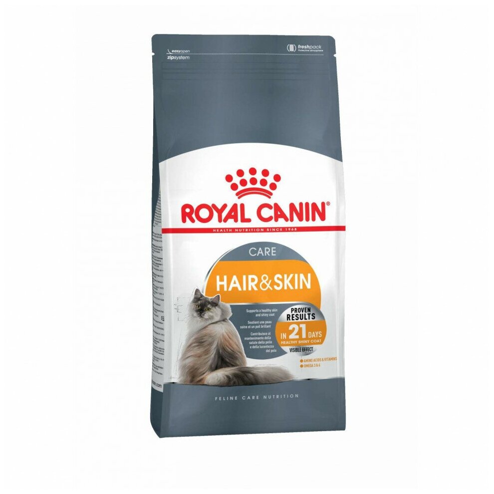 Royal Canin Hair&Skin Care Корм сухой для взрослых кошек для поддержания здоровья кожи и шерсти, 0,4 кг - фотография № 1