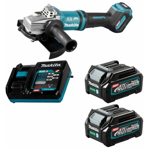 Шлифмашина угловая аккумуляторная 40В XGT 230мм Li-Ion 2x2,5Ач Makita GA038GD201 шлифмашина угловая аккумуляторная 40в xgt 180мм li ion 1x2ач makita ga037ga101