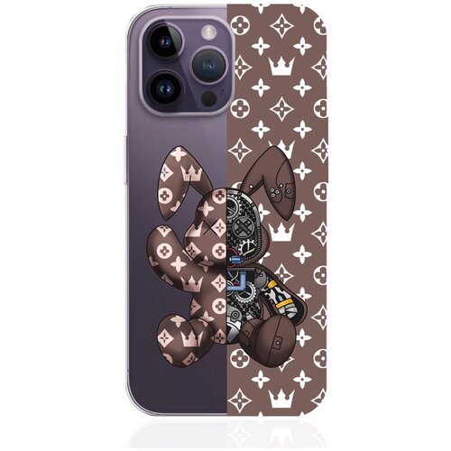Прозрачный силиконовый чехол MustHaveCase для iPhone 14 Pro Max Bunny Коричневый для Айфон 14 Про Макс