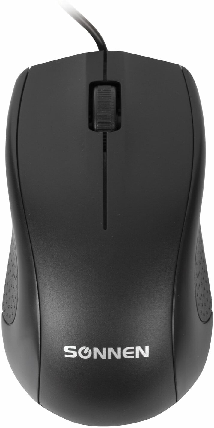 Мышь проводная Sonnen М-201, USB, 1000 dpi, 2 кнопки, колесо-кнопка, оптическая, черная (512631)