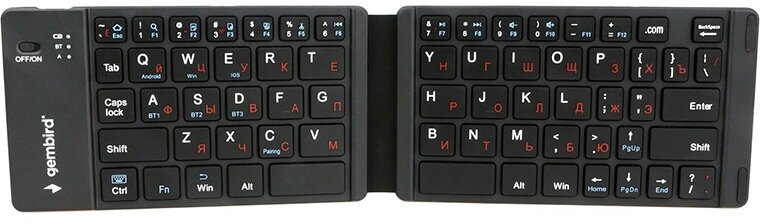 Беспроводная клавиатура Gembird KBW-6N Bluetooth 66 клавиш разъём USB Type-C (для зарядки). складная ультратонкая