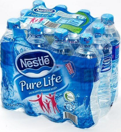 Вода негазированная "Pure Life", Nestle, 0,5 л. Х 12 штук