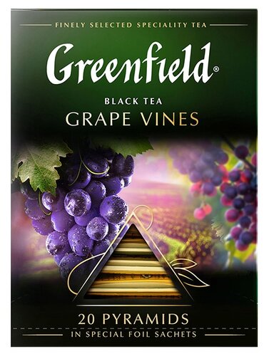 Чай черный Greenfield Grape Vines в пирамидках, смородина, виноград, 20 ...