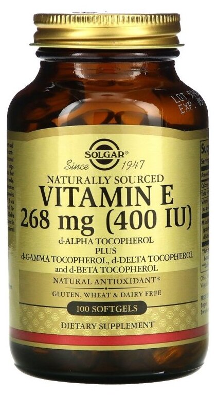 Капсулы SOLGAR Vitamin E, 200 г, 400 МЕ, 100 шт.