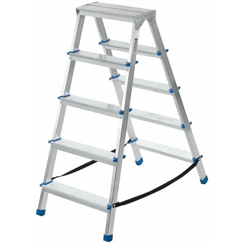 Стремянка алюминиевая двусторонняя 5 ступеней складная нагрузка до 150 кг для использования в быту и профессиональной деятельности 11074₽