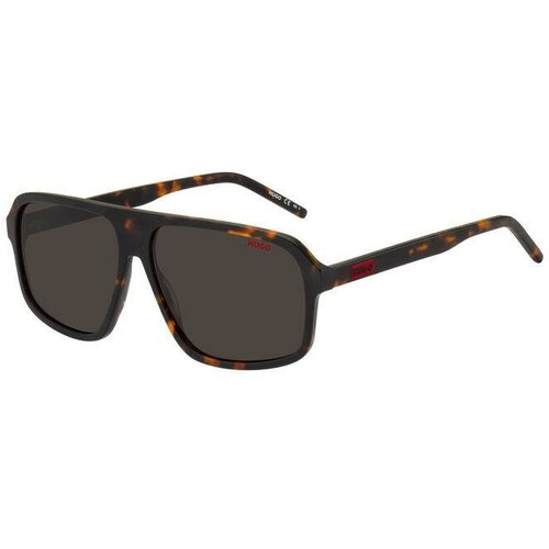Солнцезащитные очки HUGO, прямоугольные, оправа: пластик, для мужчин, коричневый