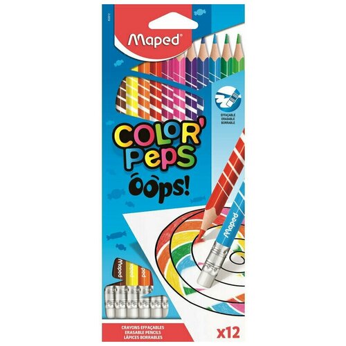 Карандаши цветные c ластиком 12 цв. карандаши цветные c ластиком 12 цветов 2 шт