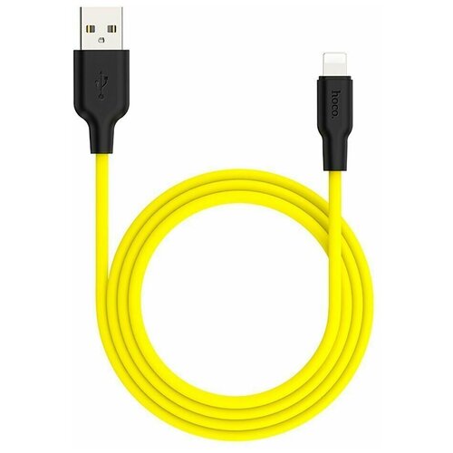 Кабель USB HOCO X21 Plus, USB - Lightning, 2.4А, 1 м, черный+желтый usb кабель hoco x21 silicone lightning 8 pin 1м силикон белый