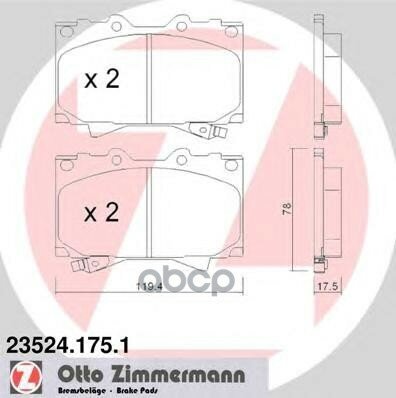 Колодки Тормозные Дисковые К-Т Toyota Zimmermann арт. 23524.175.1
