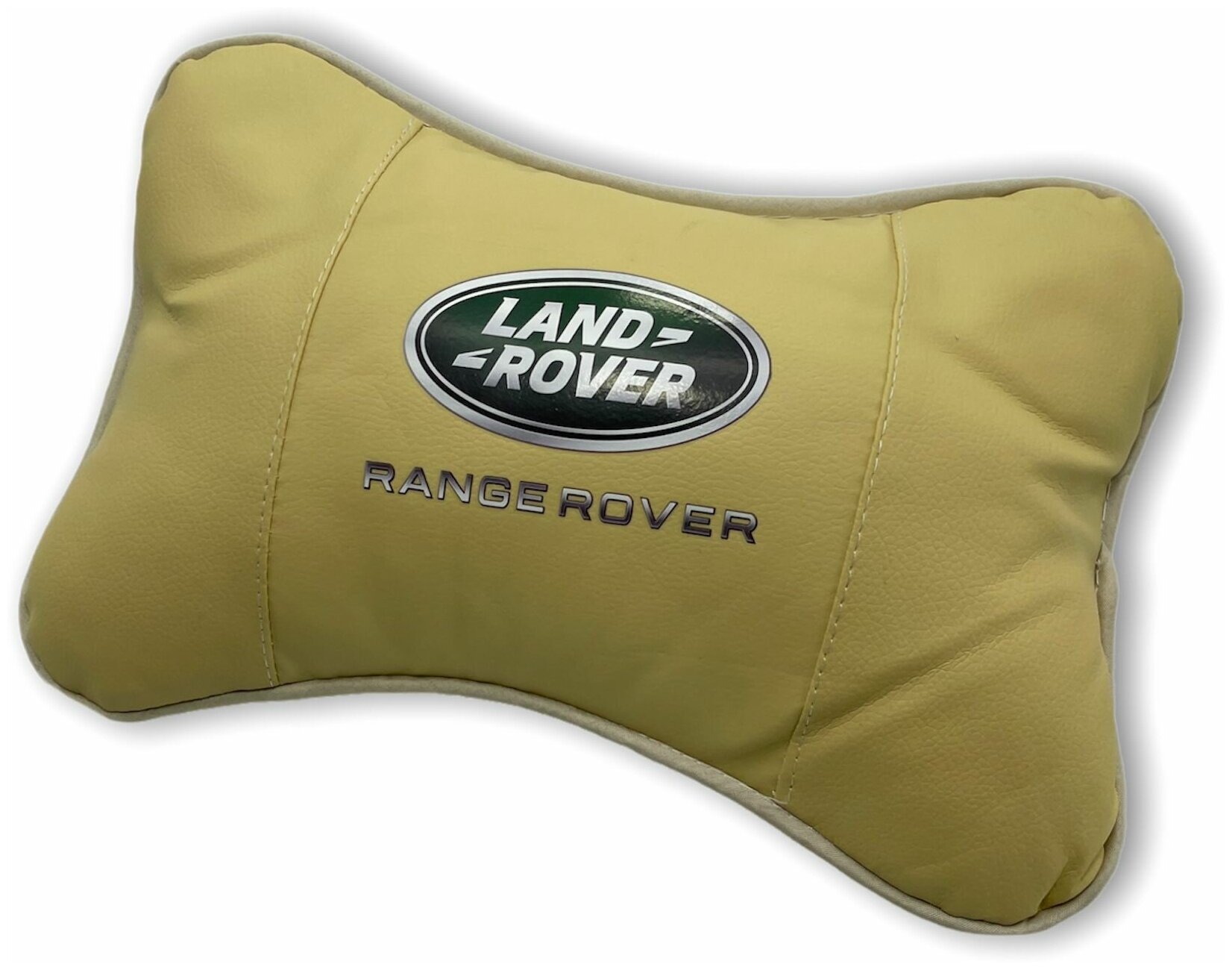 Автомобильная подушка для шеи на подголовник сиденья автоподушка косточка MejiCar с логотипом Land Rover / Range Rover под светлый салон
