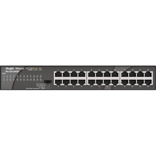 Ruijie Reyee 24-Port 10/100/1000 Mbps Desktop SwitchPORT:24 10/100/1000 Mbps RJ45 PortsDesktop Steel Case