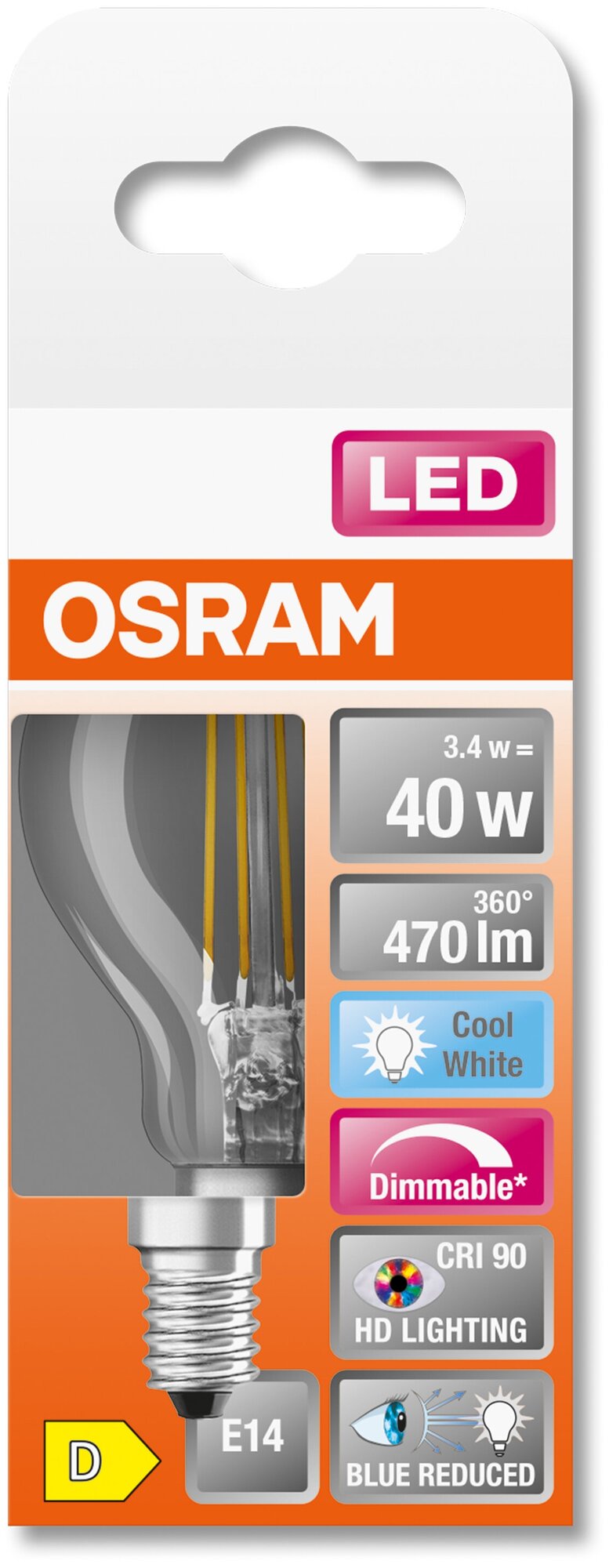 LED SUPERSTAR+ CL P FIL 40 dim 34W/940 E14 Ra90 - LED лампа OSRAM