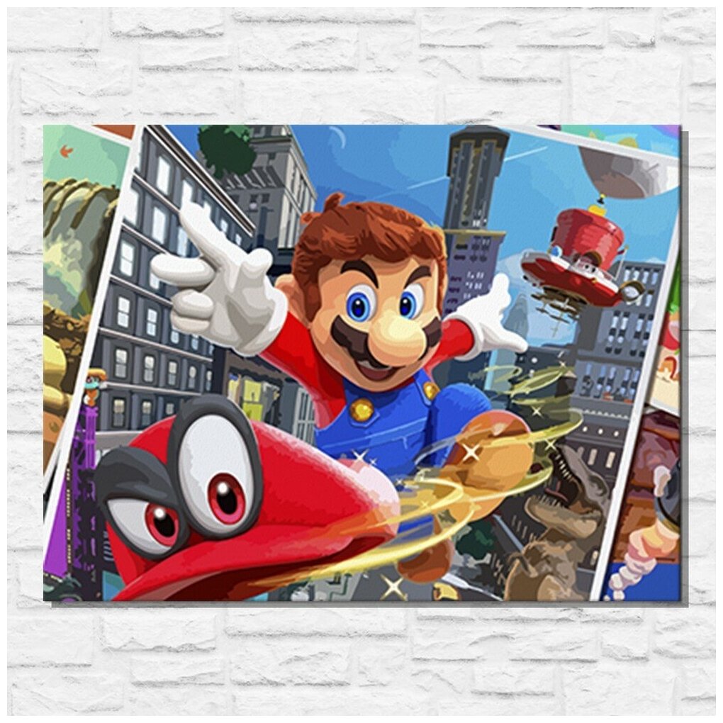 Картина по номерам на холсте игра Super Mario Odyssey - 11631 Г 30x40