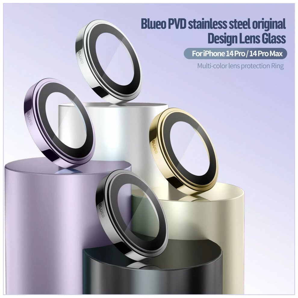 Защитное стекло Blueo Camera Lens PVD stainless steel (3  +install) 02 для камеры iPhone 14 Pro/14 Pro Max цвет Серебристый (BM5643-SIL)