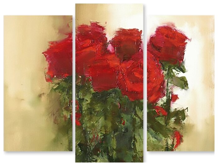 Модульная картина на холсте "Красные розы" 120x93 см