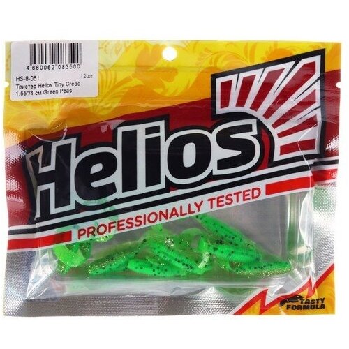 Твистер Helios Тiny Credo Green Peas, 4 см, 12 шт. (HS-8-051)