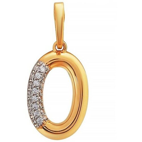 фото Подвеска золотая подкова, красное золото, 585 проба, фианит