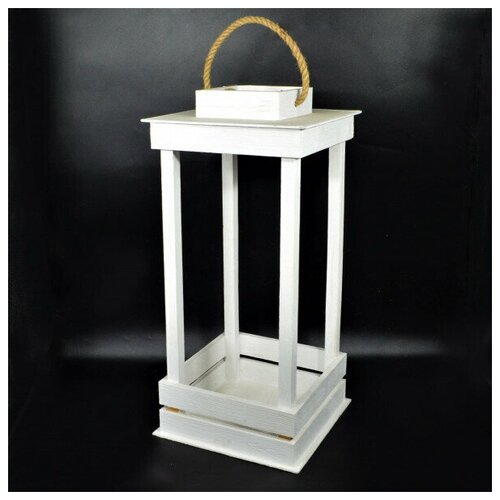 Кашпо-фонарь 55х25х25 см дерево белое