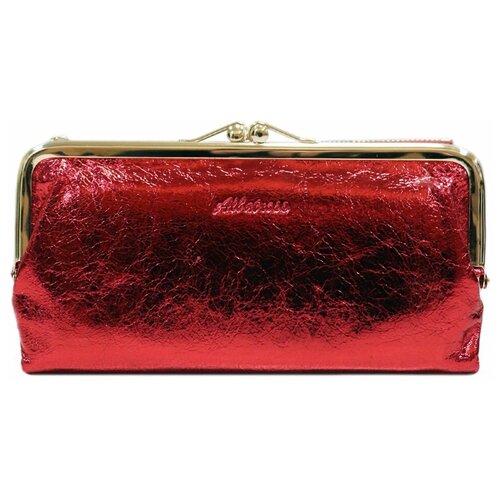 фото Кошелек albatross, натуральная кожа, гладкая фактура, на кнопках, рамочный замок, красный