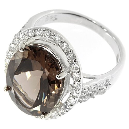 фото Element47 кольцо из серебра 925 пробы с раухтопазом и кубическим цирконием ppr1125_ko_sq_wg, размер 17.75