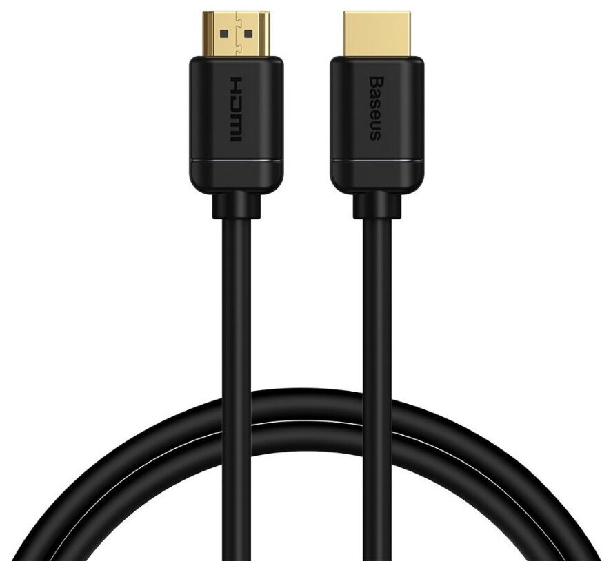 Кабель HDMI - HDMI Baseus WKGQ030101 High definition, 0.75м, круглый, силикон, версия 2,0, 4K, цвет: чёрный