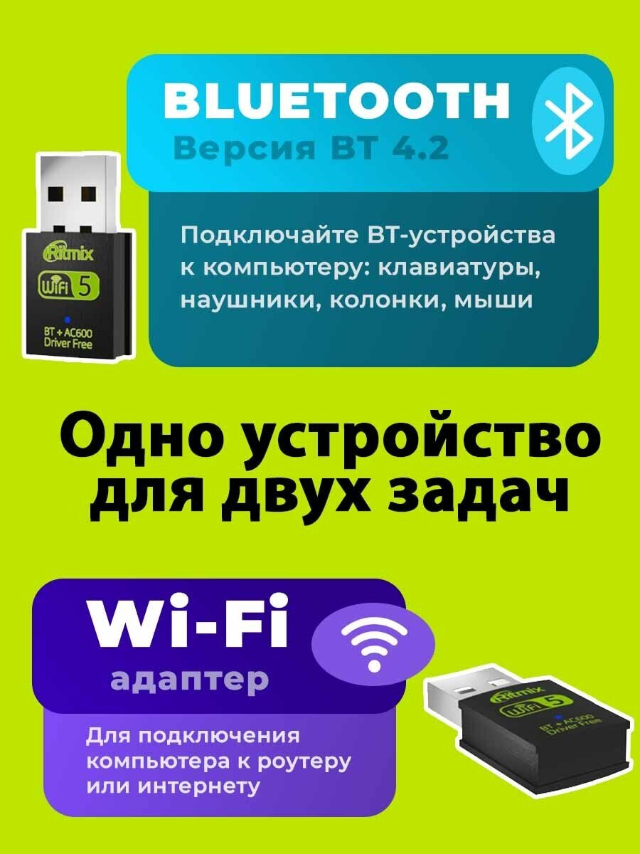 Адаптер USB Bluetooth Ritmix RWA-550 (черный)