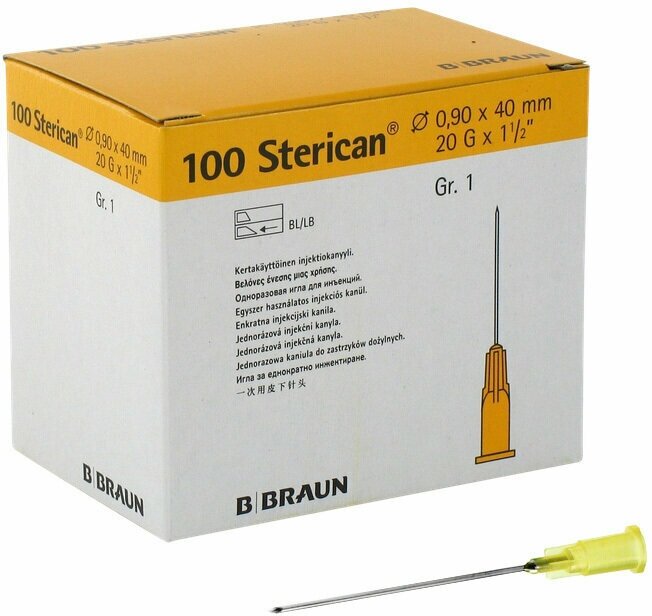 Игла инъекционная 20G (0,9 x 40 мм) B. Braun Sterican - 100 штук