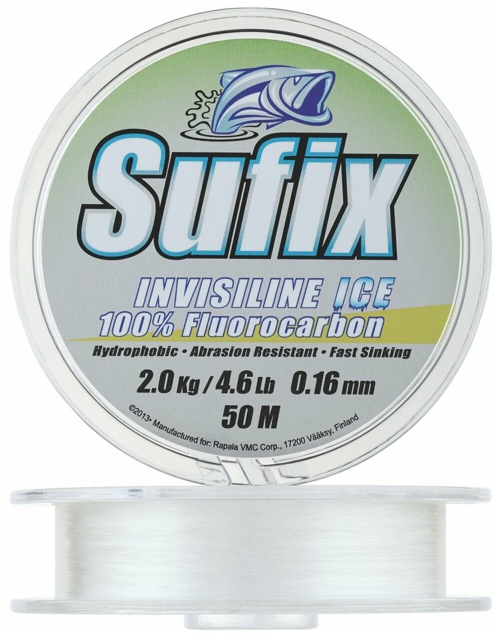 Леска зимняя SUFIX Invisiline Ice Fluorocarbon прозрачная 50м 0.16мм 2кг DS1IN018024A5C