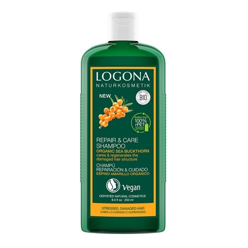 Logona шампунь Repair & Care Organic Sea Buckthorn для интенсивного восстановления с био-облепихой, 250 мл logona шампунь age energy bio coffein 250 мл