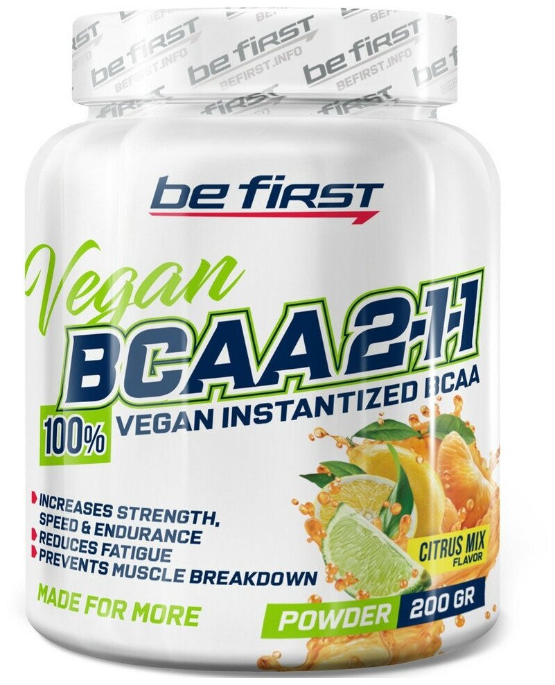 BCAA 2:1:1 Be First BCAA 2:1:1 Vegan powder 200 г, Цитрусовый микс