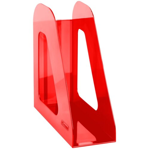Лоток для бумаг вертикальный СТАММ Фаворит, тонированный красный, ширина 90мм