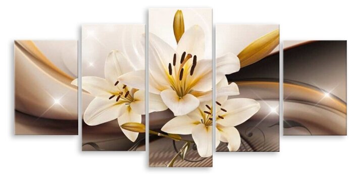 Модульная картина на холсте "Три лилии" 120x60 см
