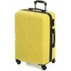Пластиковый чемодан с узором X. Цвет Желтый, Размер L. Съемные колеса - изображение