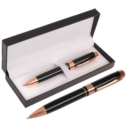 Ручка подарочная шариковая Грант в кожзам футляре поворотная корпус чёрно-золотистый 637₽